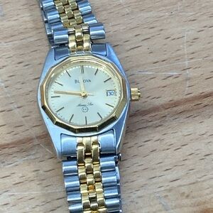 Ladies BULOVA Gold and Silver Watch *engraved on back*